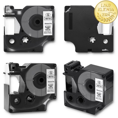 Qoltec Taśma do DYMO D1 45803, 45808 | 19mm x 7m | Biała/Czarny nadruk