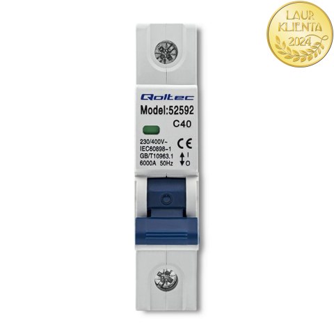 Qoltec Wyłącznik nadprądowy C40 | Bezpiecznik | AC | 40A |1P