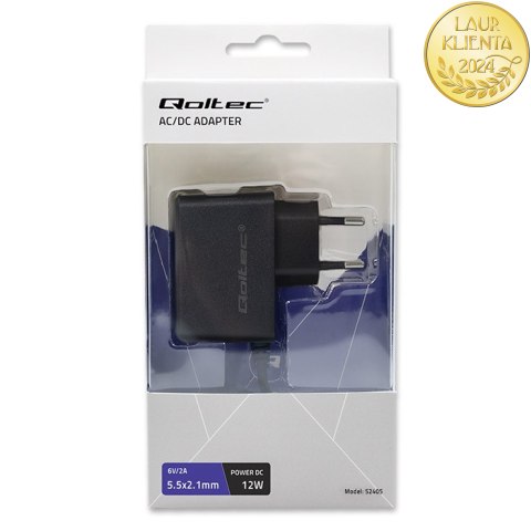 Qoltec Zasilacz sieciowy PREMIUM 12W | 6V | 2A | 5.5*2.1