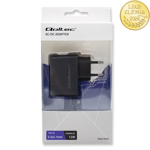 Qoltec Zasilacz wtyczkowy PREMIUM 12W | 12V | 1A | 5.5*2.1
