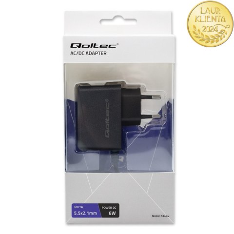 Qoltec Zasilacz wtyczkowy PREMIUM 6W | 6V | 1A | 5.5*2.1