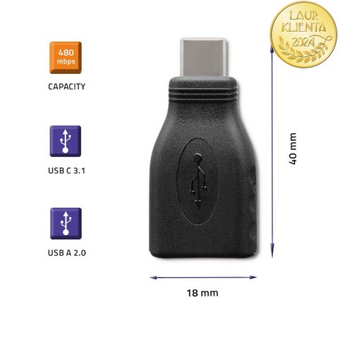 Qoltec Adapter przejściówka USB-C 3.1 | USB 2.0
