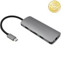 Qoltec Hub Adapter USB-C 3.1 6w1 | USB 3.0 | HDMI 4K | RJ45 | SD | micro SD | USB-C PD 92W