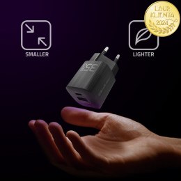 Qoltec Ładowarka sieciowa 35W GaN ULTRA | 5-20V | 2.25-3A | 1 x USB typ C PD | 1 x USB QC 3.0 | Czarna