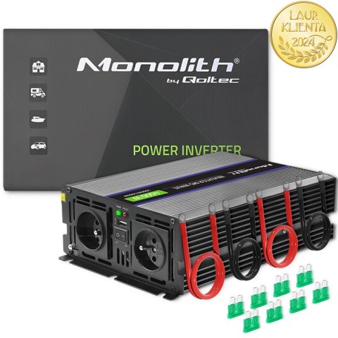 Qoltec Przetwornica napięcia Monolith 4000 MS Wave | 12V na 230V | 2000/4000W | USB