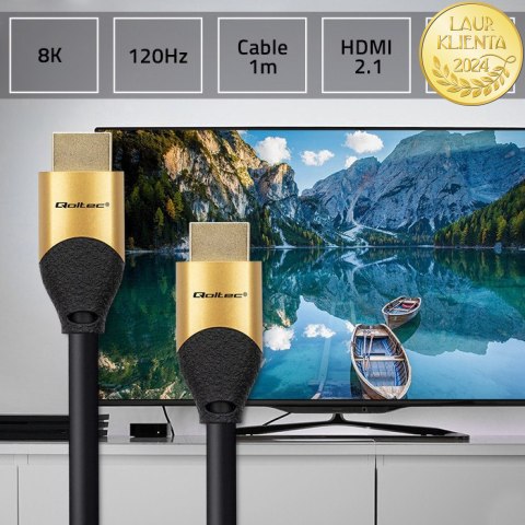 Qoltec Kabel HDMI v2.1 Ultra high speed 8K | 60Hz | 30AWG | GOLD | 1m