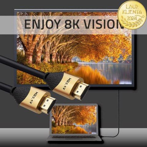 Qoltec Kabel HDMI v2.1 Ultra high speed 8K | 60Hz | 30AWG | GOLD | 1m