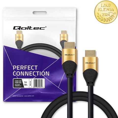 Qoltec Kabel HDMI v2.1 Ultra high speed 8K | 60Hz | 30AWG | GOLD | 1m