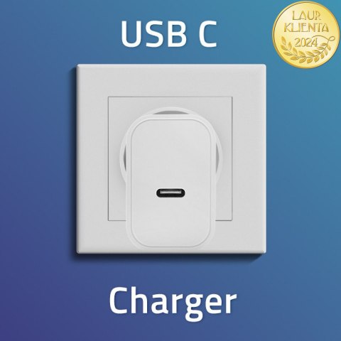 Qoltec Ładowarka Super Quick PD | USB-C | 20W | 5-12V | 1.67-3A | Biała