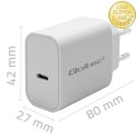 Qoltec Ładowarka Super Quick PD | USB-C | 20W | 5-12V | 1.67-3A | Biała