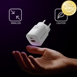 Qoltec Ładowarka sieciowa 35W GaN ULTRA | 5-20V | 2.25-3A | 1 x USB typ C PD | 1 x USB QC 3.0 | Biała