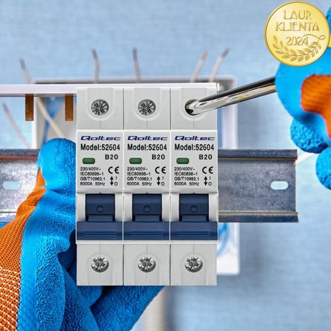 Qoltec Wyłącznik nadprądowy B20 | Bezpiecznik | AC | 20A | 1P