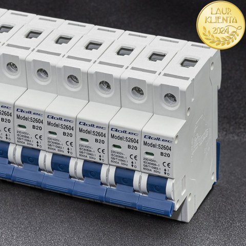 Qoltec Wyłącznik nadprądowy B20 | Bezpiecznik | AC | 20A | 1P