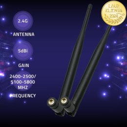Qoltec Antena Wi-Fi 2.4/2.5 GHz | 5.1/5.8 GHz | 5dBi | dookólna | wewnętrzna