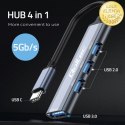 Qoltec Hub Adapter USB-C 3.1 4w1 | USB 3.0 | 3x USB 2.0
