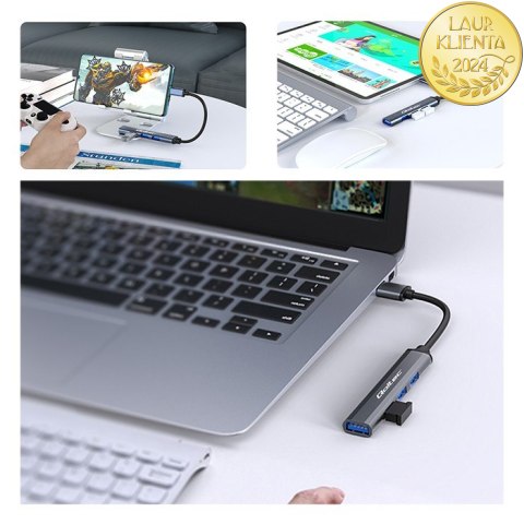 Qoltec Hub Adapter USB-C 3.1 4w1 | USB 3.0 | 3x USB 2.0