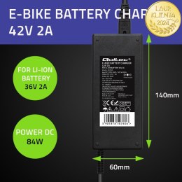 Qoltec Ładowarka do baterii roweru elektrycznego 36V | 42V | 2A | 5.5*2.1