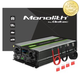 Qoltec Przetwornica napięcia Monolith | 3000W | 6000W | 24V na 230V | Czysty Sinus | LCD