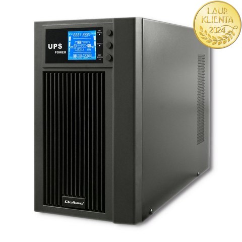 Qoltec Zasilacz awaryjny UPS On-line | Pure Sine Wave | 3kVA | 2.4kW | LCD | USB