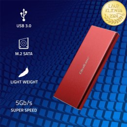 Qoltec Aluminiowa Obudowa | Kieszeń na dysk M.2 SSD | SATA | NGFF | USB 3.0 | Super speed 5Gb/s | 2TB | Czerwony