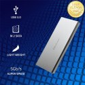 Qoltec Aluminiowa Obudowa | Kieszeń na dysk M.2 SSD | SATA | NGFF | USB 3.0 | Super speed 5Gb/s | 2TB | Srebrny