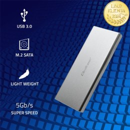 Qoltec Aluminiowa Obudowa | Kieszeń na dysk M.2 SSD | SATA | NGFF | USB 3.0 | Super speed 5Gb/s | 2TB | Srebrny
