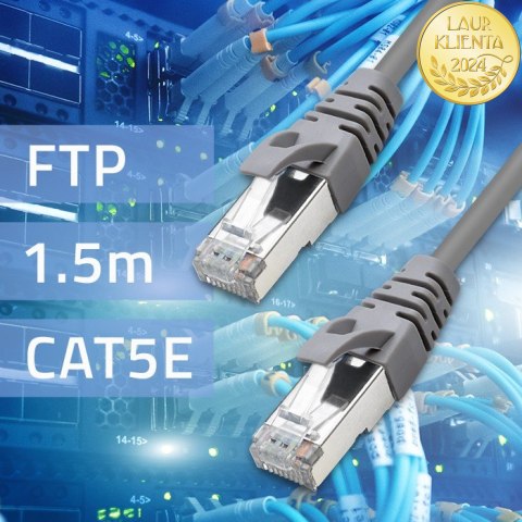 Qoltec Kabel Patchcord FTP | CAT5e | 2 x RJ-45 | 1.5m | High speed | Gold | Ekranowany
