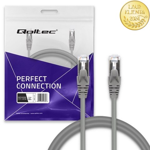 Qoltec Kabel Patchcord FTP | CAT5e | 2 x RJ-45 | 1.5m | High speed | Gold | Ekranowany