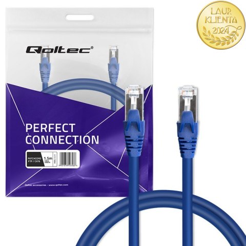 Qoltec Kabel Patchcord FTP | CAT6 | 2 x RJ-45 | 1.5m | High speed | Gold | Ekranowany