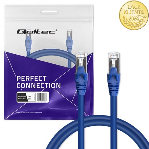 Qoltec Kabel Patchcord FTP | CAT6 | 2 x RJ-45 | 1m | High speed | Gold | Ekranowany