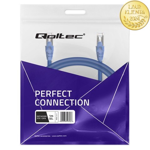 Qoltec Kabel Patchcord FTP | CAT6 | 2 x RJ-45 | 1m | High speed | Gold | Ekranowany