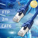 Qoltec Kabel Patchcord FTP | CAT6 | 2 x RJ-45 | 2m | High speed | Gold | Ekranowany