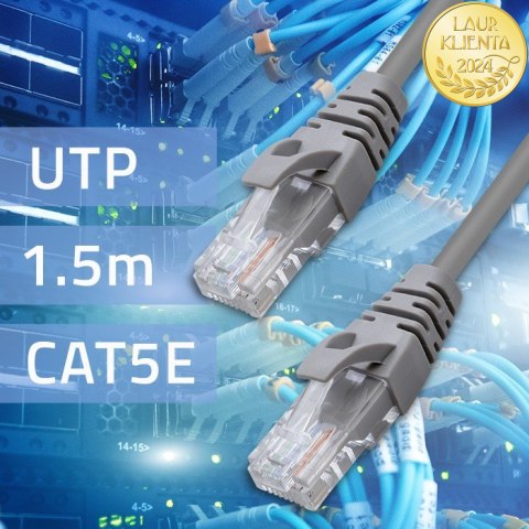 Qoltec Kabel Patchcord UTP | CAT5e | 2 x RJ-45 |1.5m | High speed | Gold