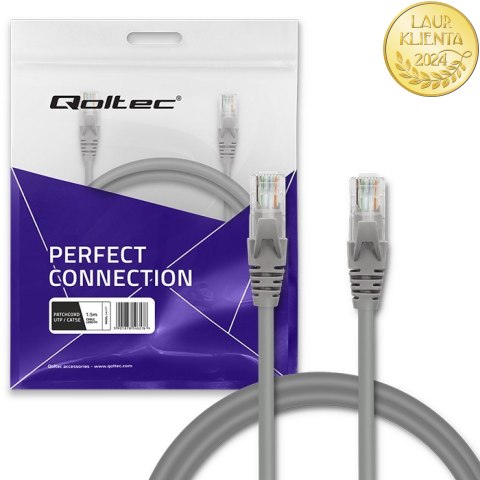 Qoltec Kabel Patchcord UTP | CAT5e | 2 x RJ-45 |1.5m | High speed | Gold