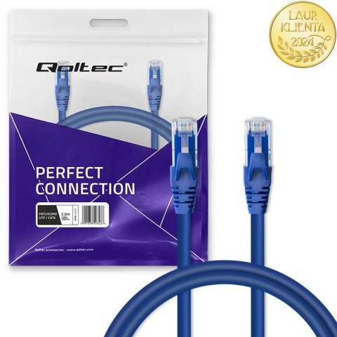 Qoltec Kabel Patchcord UTP | CAT6 | 2 x RJ-45 | 2m | High speed | Gold