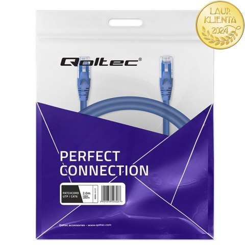 Qoltec Kabel Patchcord UTP | CAT6 | 2 x RJ-45 | 2m | High speed | Gold