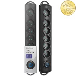 Qoltec Listwa zasilająca antyprzepięciowa | 6 gniazd | 5m | Czarna