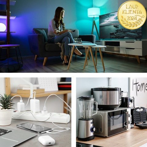 Qoltec Listwa zasilająca antyprzepięciowa | 8 gniazd | 1.8m | Czarna