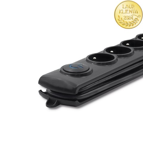 Qoltec Listwa zasilająca antyprzepięciowa | 8 gniazd | 1.8m | Czarna