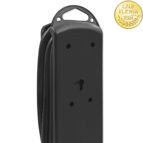 Qoltec Listwa zasilająca antyprzepięciowa | 8 gniazd | 1.8m | Czarna