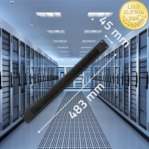 Qoltec Solidny stalowy Przepust szczotkowy do szaf RACK 19" | 1U