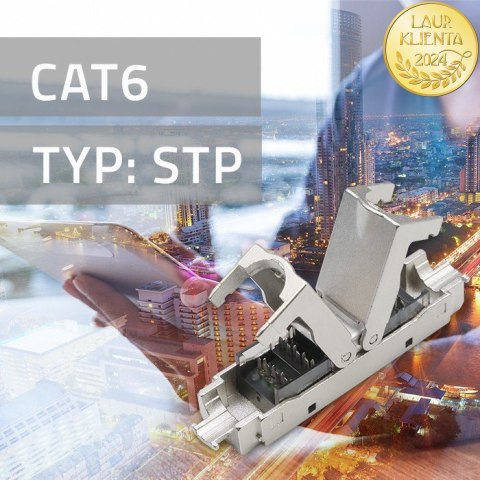 Qoltec Wtyk RJ45 beznarzędziowy STP | CAT6 | JACK PIN | T568B | T568A