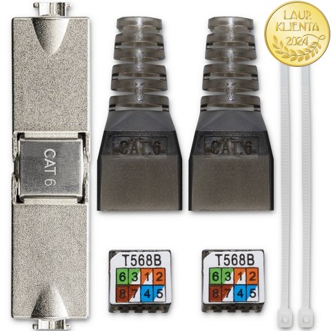 Qoltec Wtyk RJ45 beznarzędziowy STP | CAT6 | JACK PIN | T568B | T568A