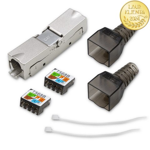 Qoltec Wtyk RJ45 beznarzędziowy STP | CAT6 | JACK PIN | T568B | T568A