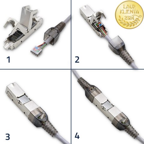 Qoltec Wtyk RJ45 beznarzędziowy STP | CAT6 | JACK PIN | T568B | T568A