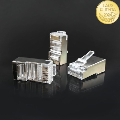 Qoltec Wtyk przelotowy złącze RJ45 | CAT6 | FTP | Pass Through | Pozłacane styki | 10 sztuk