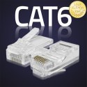 Qoltec Wtyk przelotowy złącze RJ45 | CAT6 | UTP | Pass Through | Pozłacane styki | 10 sztuk