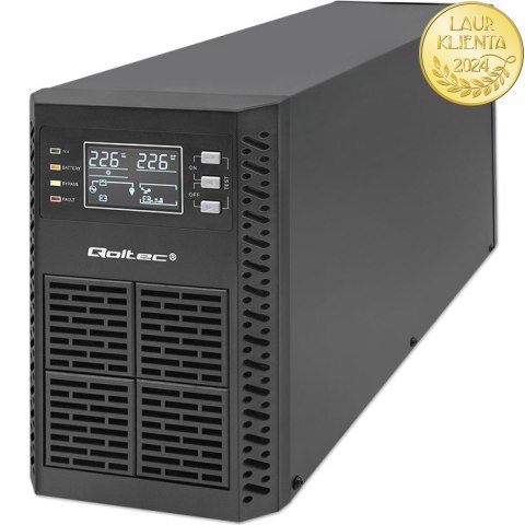 Qoltec Zasilacz awaryjny UPS | 2kVA | 2000W | Power Factor 1.0 | LCD | EPO | USB | On-line