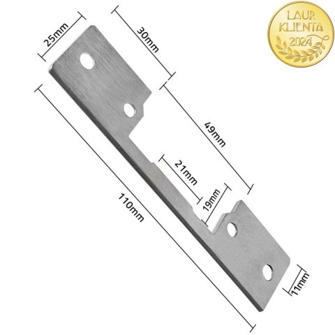 Qoltec Dwustronny prosty szyld do elektrozaczepu | Blacha zaczepowa | 110mm | Stal nierdzewna