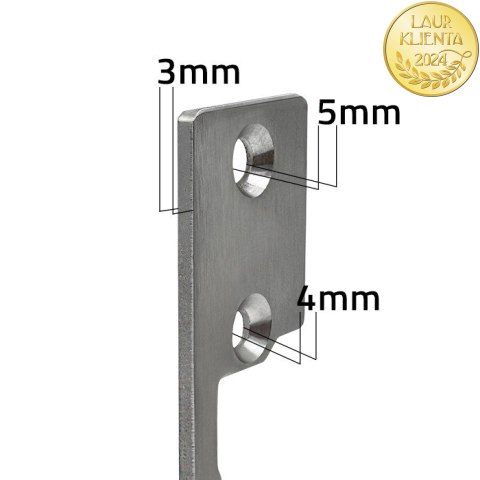 Qoltec Dwustronny prosty szyld do elektrozaczepu | Blacha zaczepowa | 110mm | Stal nierdzewna